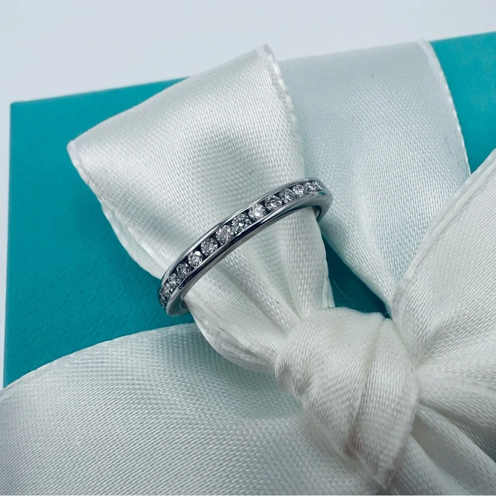 Tiffany & Co. Wedding Band with a Half-Circle of Diamonds .20 TCW w Packaging